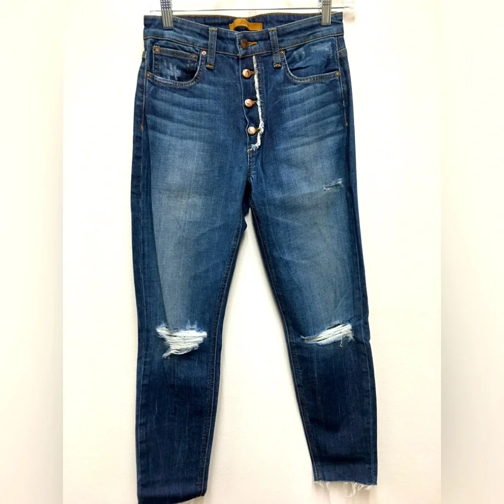 Joe’s The Charlie High Rise Skinny Crop Jeans 27 Blue Button Fly Casual Denim